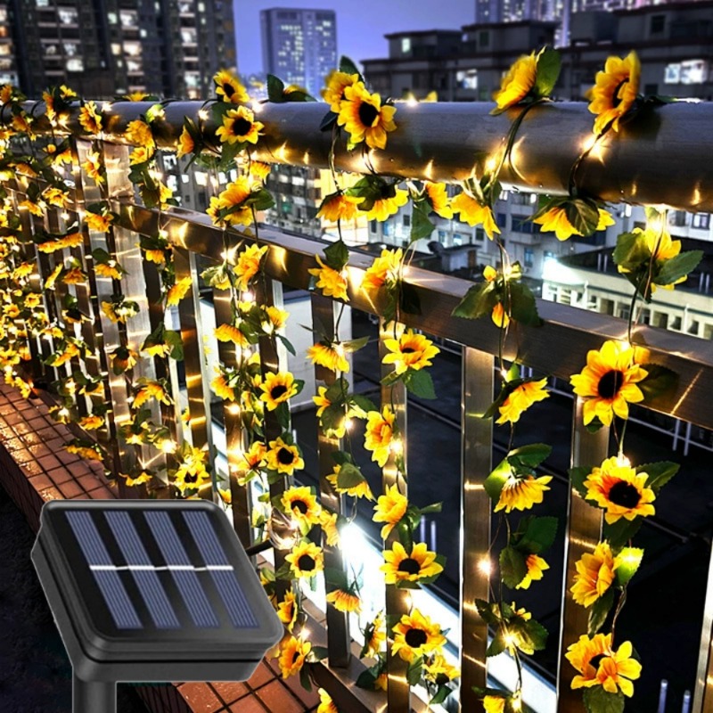 Outdoor Power And Plant - 2/5/10M LED 꽃줄 인공 잎 식물