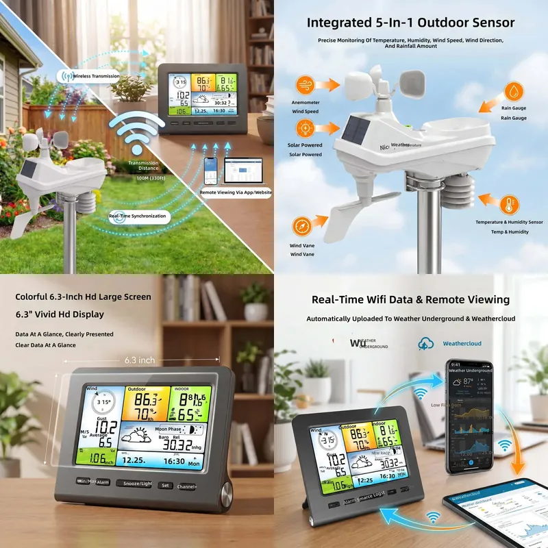 Outdoor Power Monitor - 5 in 1 WiFi 기상 관측소(외부