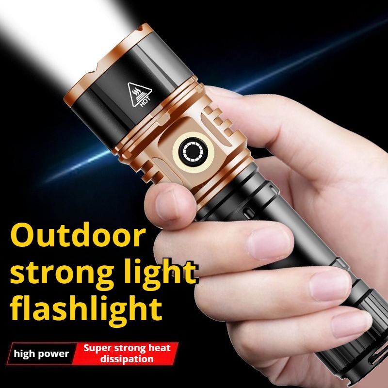 Outdoor Power For Camping - 강력한 조명 고출력 LED 손전등 타입-C