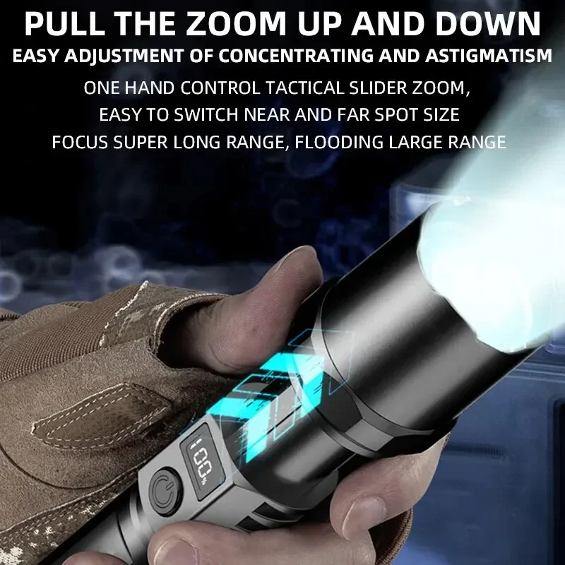 강력한 LED 휴대용 손전등 휴대용 충전식 텔레스코픽  - Outdoor Power For Camping 리뷰 및 가격