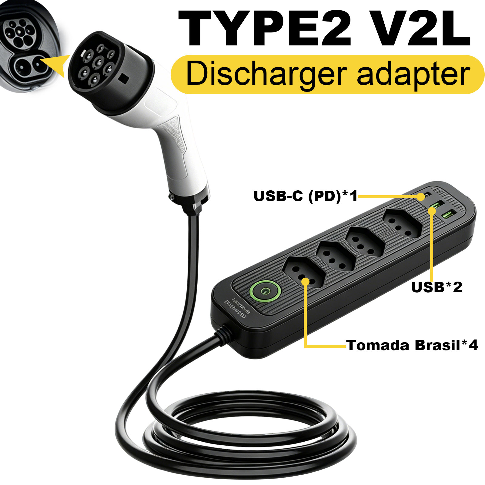 타입2 V2L 방전 어댑터 16A 브라질 소켓 EV - - Outdoor Power Port 리뷰 및 가격