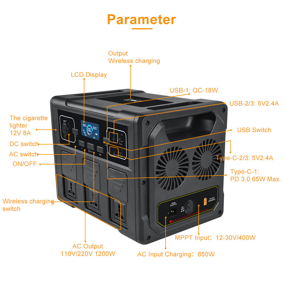 1200W 휴대용 태양광 발전기, LiFePO4 배터리 - Outdoor Power For Camping 리뷰 및 가격