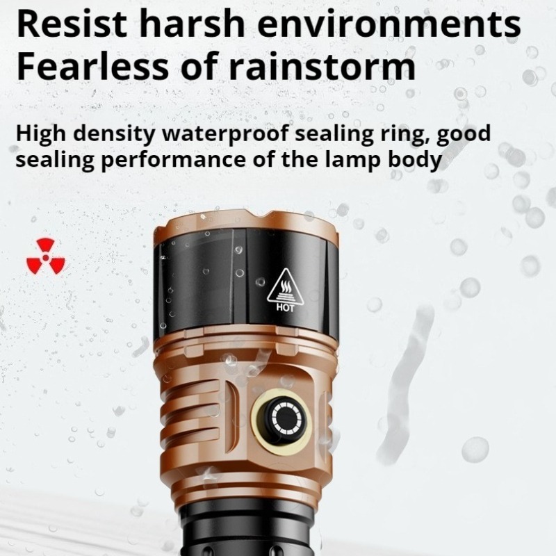 강력한 조명 고출력 LED 손전등 타입-C 충전 방수  - Outdoor Power For Camping 리뷰 및 가격
