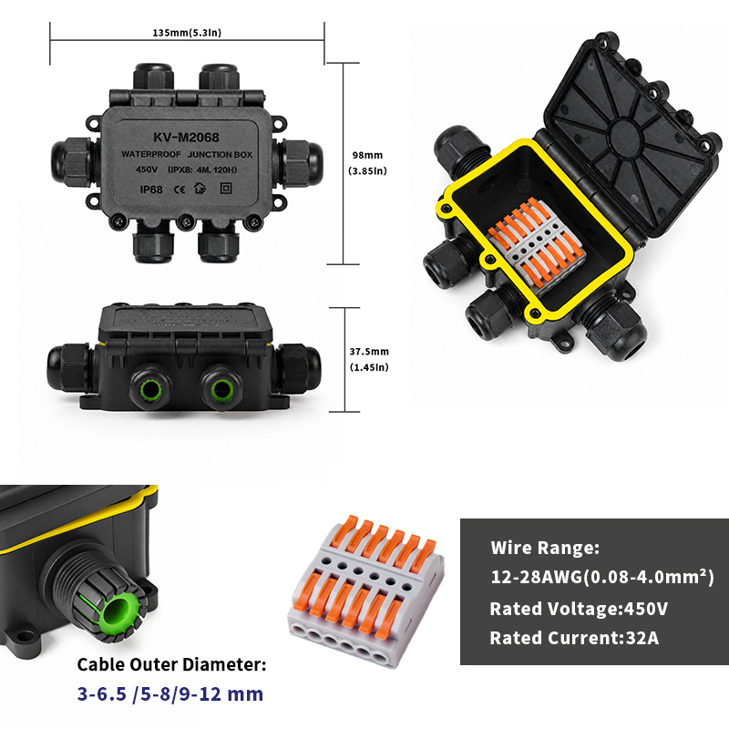 IP68 방수 접속함 2-8방향 6극 전기 케이블 커넥 - Outdoor Power Outlet Box 리뷰 및 가격
