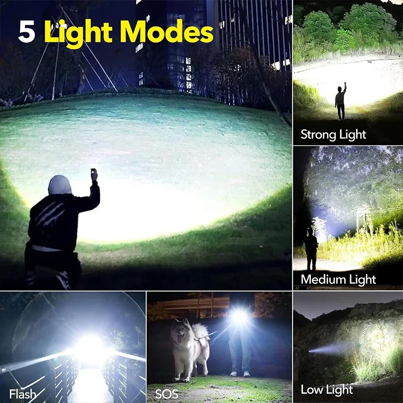 고출력 LED 손전등 충전식 5 모드 알루미늄 합금 텔 - Outdoor Power For Camping 리뷰 및 가격