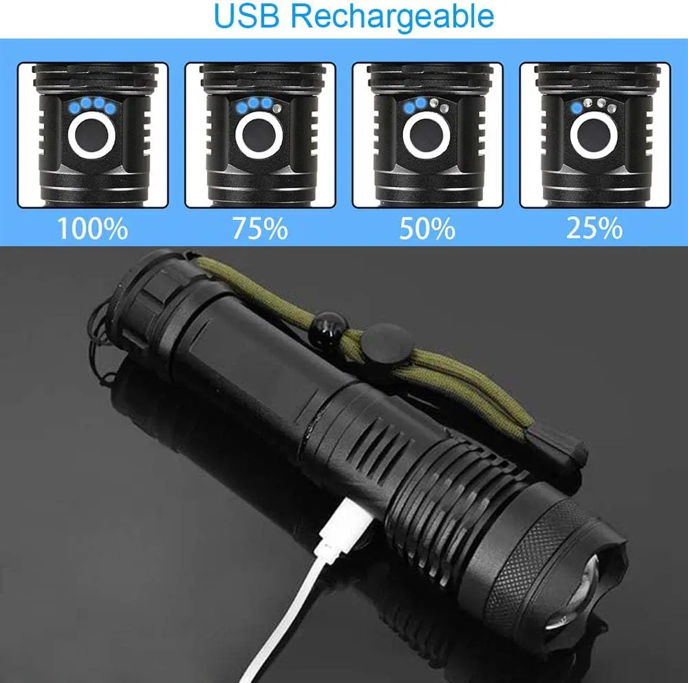 고출력 LED 손전등 충전식 5 모드 알루미늄 합금 텔 - Outdoor Power For Camping 리뷰 및 가격