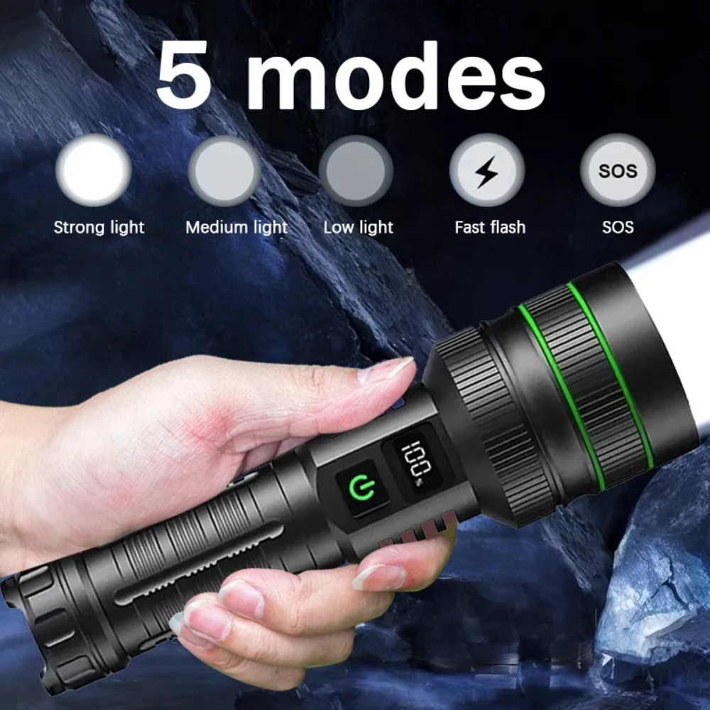 강력한 LED 손전등 줌이 가능한 Type-C 충전식  - Outdoor Power For Camping 리뷰 및 가격