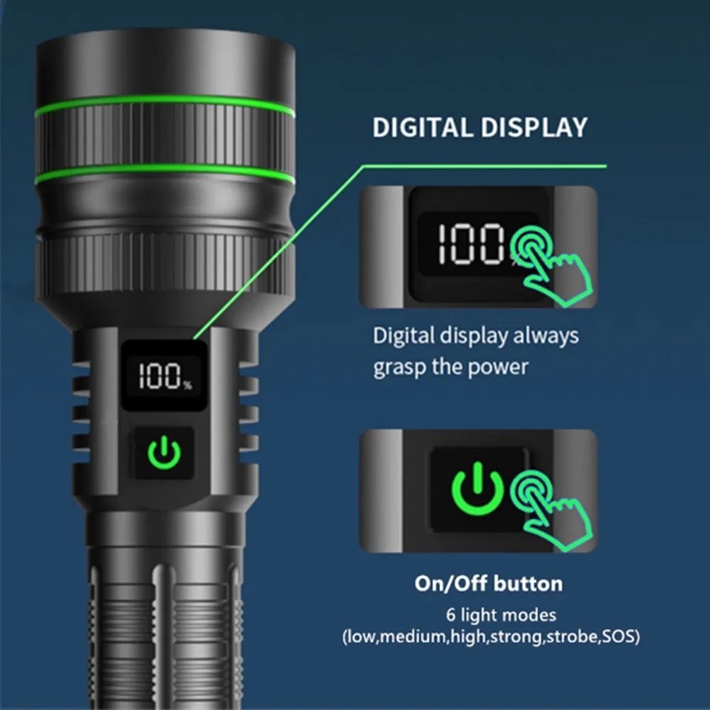 강력한 LED 손전등 줌이 가능한 Type-C 충전식  - Outdoor Power For Camping 리뷰 및 가격