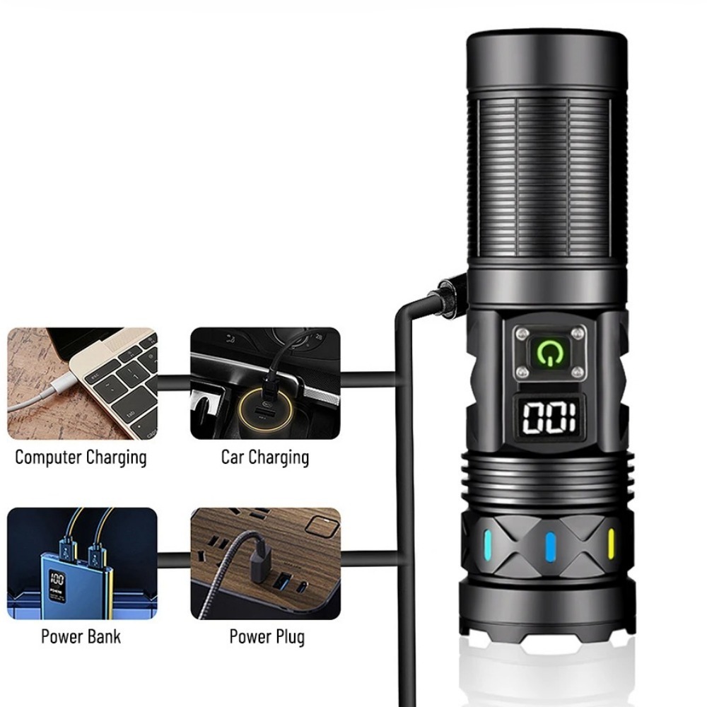 고출력 LED 손전등 텔레스코픽 줌 USB 충전식 장거 - Outdoor Power For Camping 리뷰 및 가격
