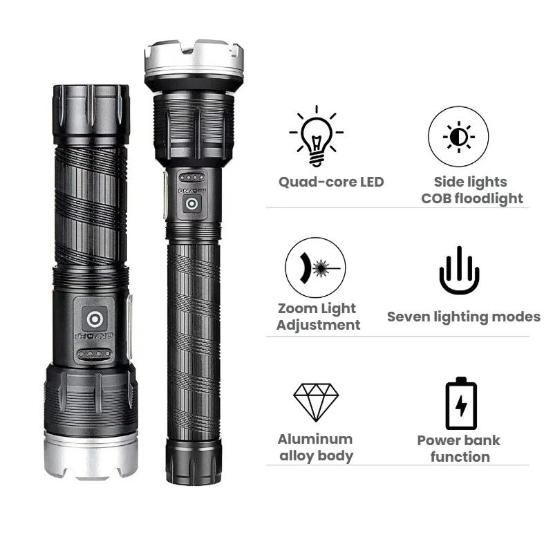 고출력 LED 손전등 텔레스코픽 장거리 파워 디스플레이 - Outdoor Power For Camping 리뷰 및 가격